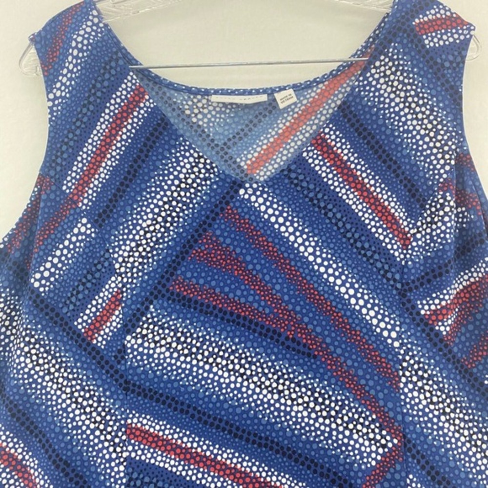 Susan Graver Liquid Knit Maxi Dress Sleeveless Casual‎ Navy Patriotic Chevron XL
